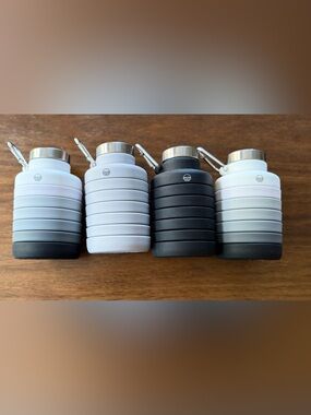 Free People Mayim Collapsible Silicone Water Bottle - White/Black/Gray 24 oz